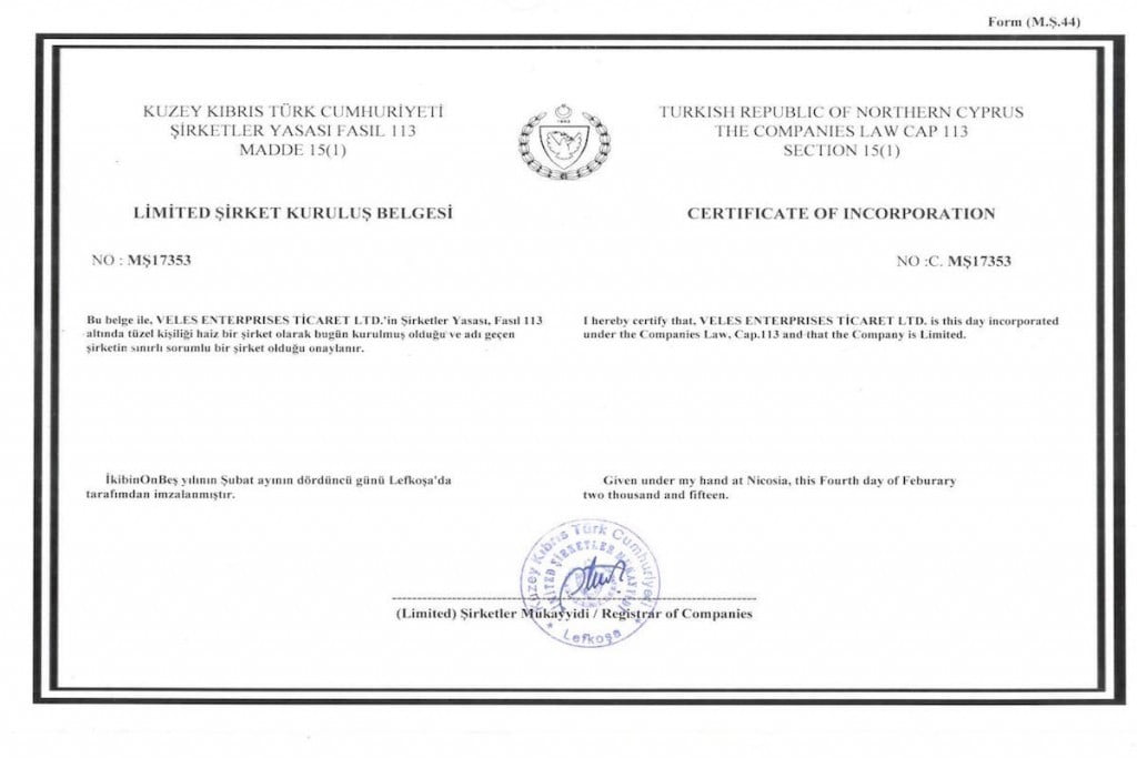 certificate, veles