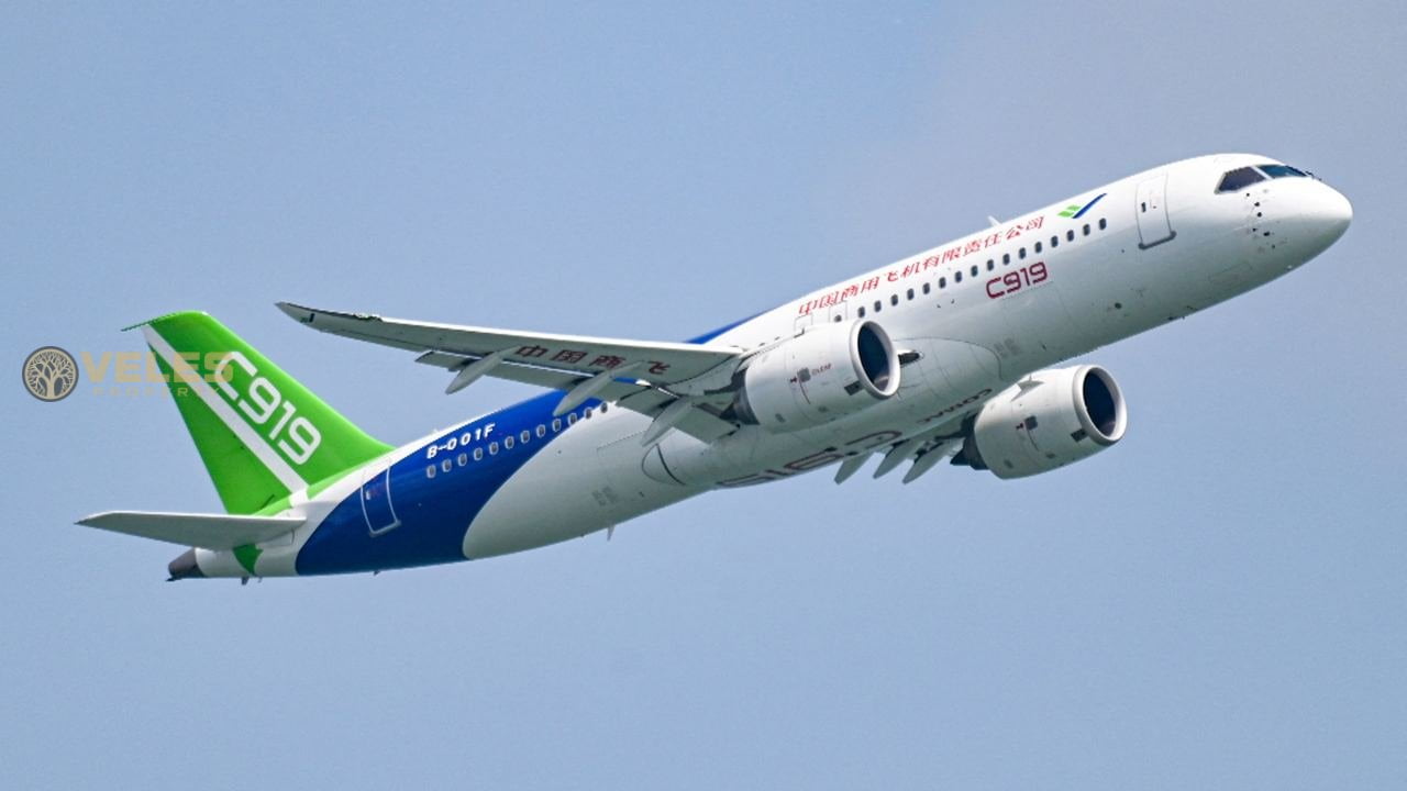 THE FIRST CHINESE AIRLINER AT THE AIR SHOW