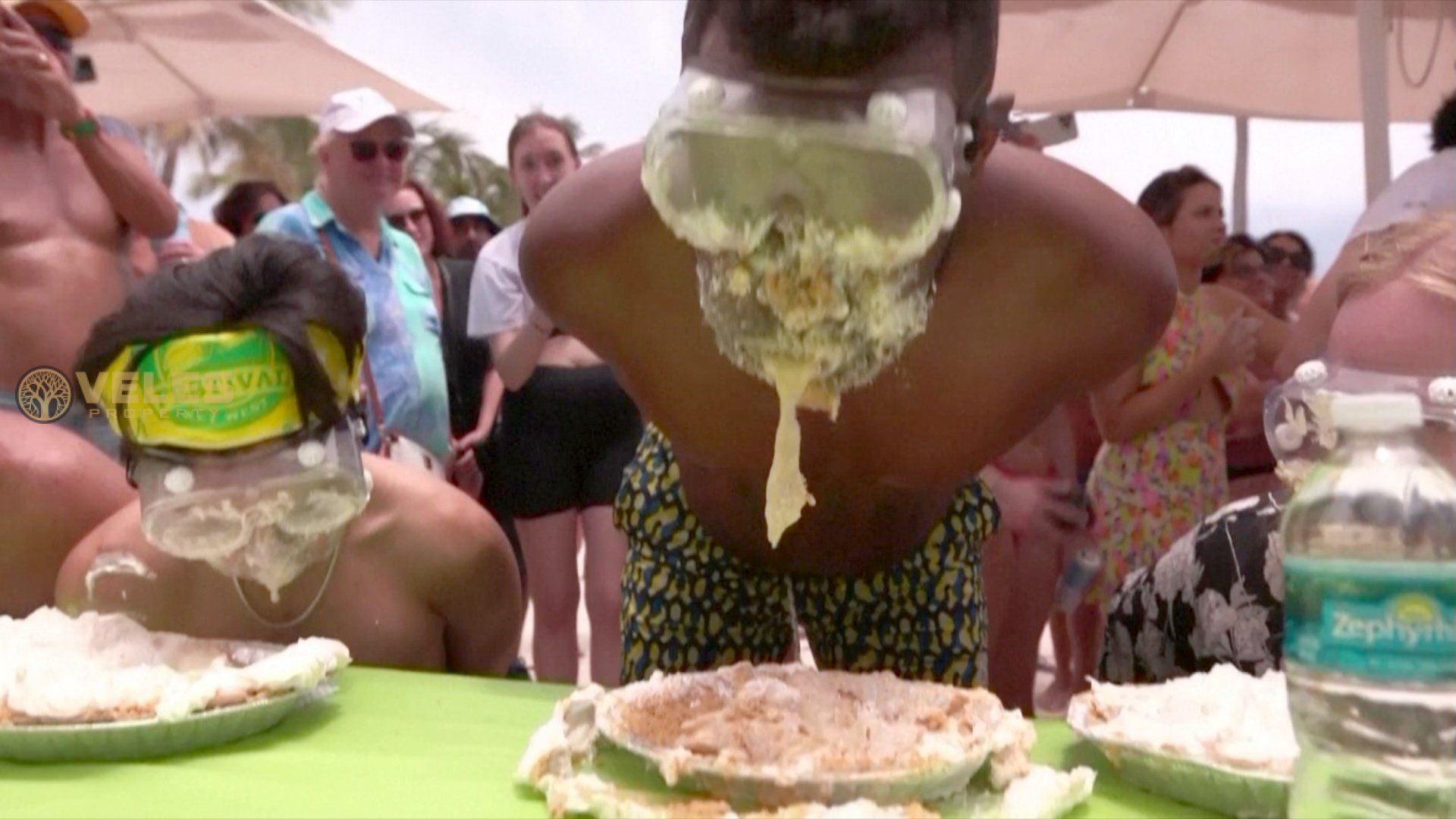 WITHOUT HANDS: A CONTEST FOR THE FASTEST LIME PIE EATING WAS HELD IN FLORIDA