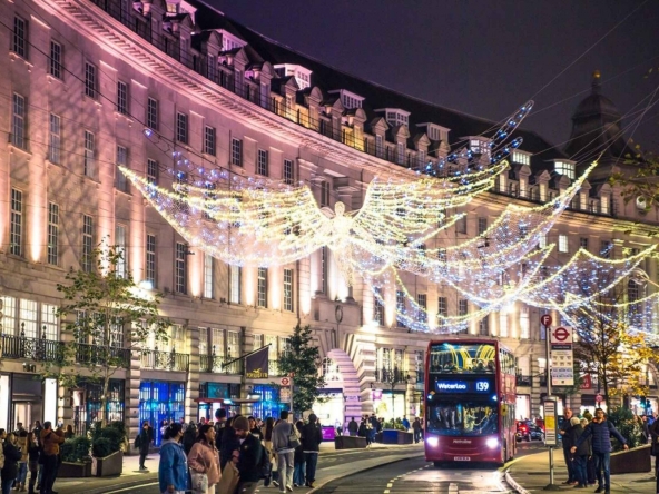 London is enveloped in the splendor of shining lights